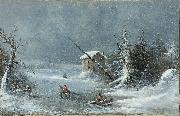 Cornelius Krieghoff The Blizzard oil on canvas